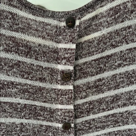 Cato Purple Long Sleeve Striped Sweater with Button Accents and Elbow Patches - Picture 6 of 6